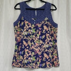 Eddie Bauer Navy Floral Sleeveless Blouse